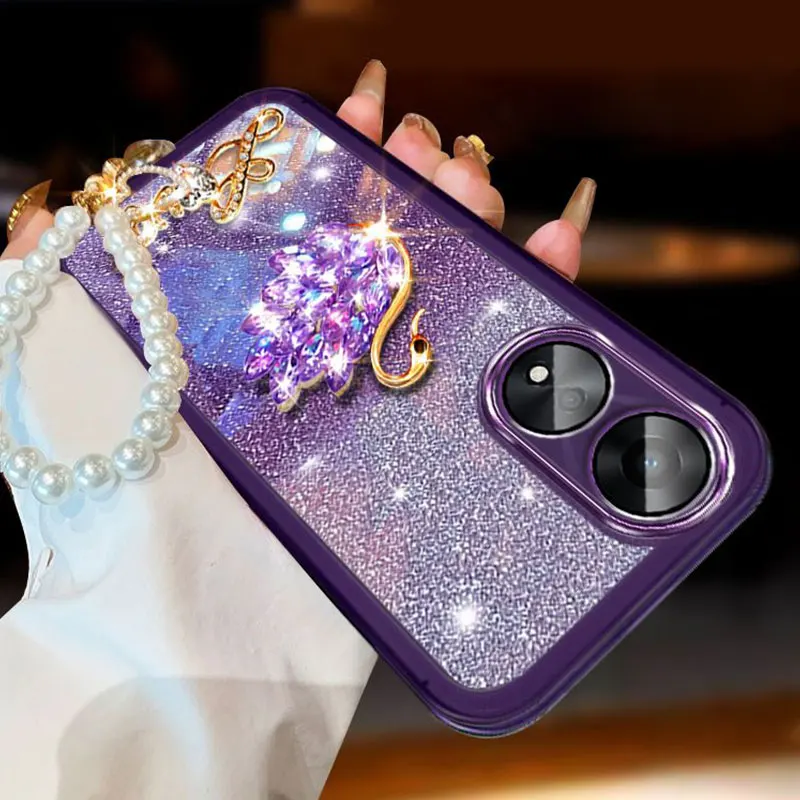 Роскошный Бриллиантовый лебедь для телефона A58 Обложка OPPO A78 A98 A77 A38 Reno7 4G Realme 11