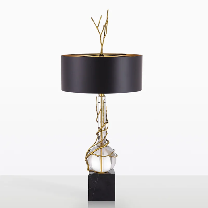 

Lustre American table lamp copper crystal marble branch creative luxury living room bedroom hotel decorative decoration pendant