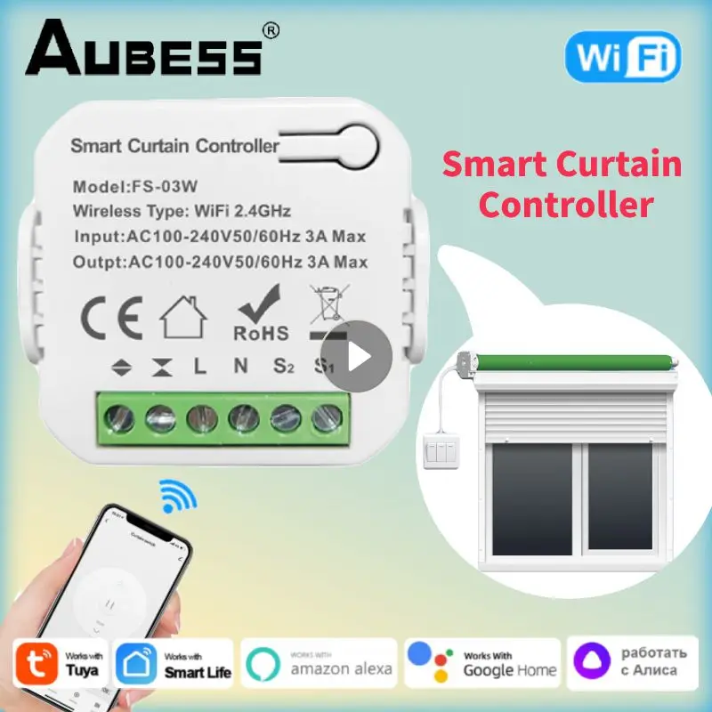 

Умный мини-выключатель для штор AUBESS Tuya с таймером и поддержкой Wi-Fi