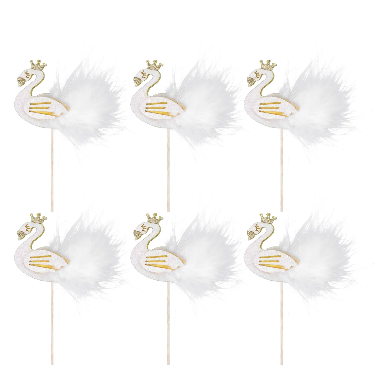 

10pcs Cake Topper Swan Decorative Durable Cake Topper Party Supplies Cake Insert for Birthday Party