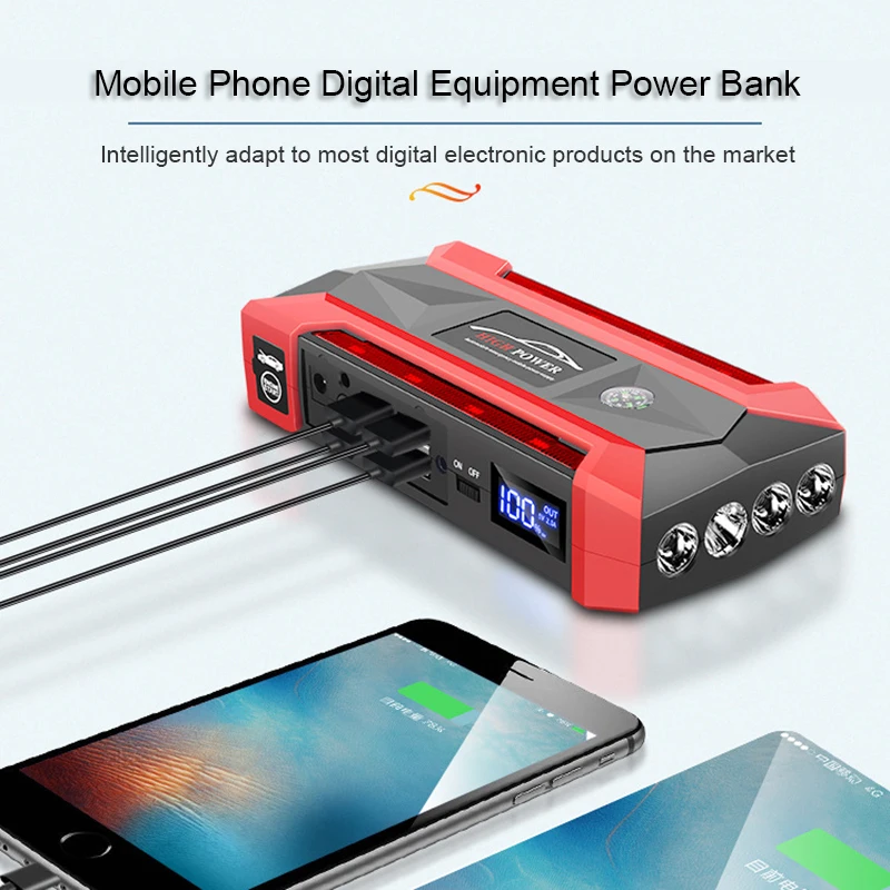 Portable Car Battery Starter 30000mAh Power Bank Jump Starter for 12V Petrol Diesel Car Emergency Battery Booster Start Power