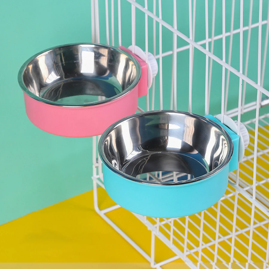 

Stainless Steel Dog Cat Hanging Bowl Can Hang Stationary Dog Cage Bowls Durable Puppy Kitten Feeder Water Food Bowl Pet Supplies