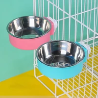 stainless steel dog cat hanging bowl can hang stationary dog cage bowls durable puppy kitten feeder water food bowl pet supplies