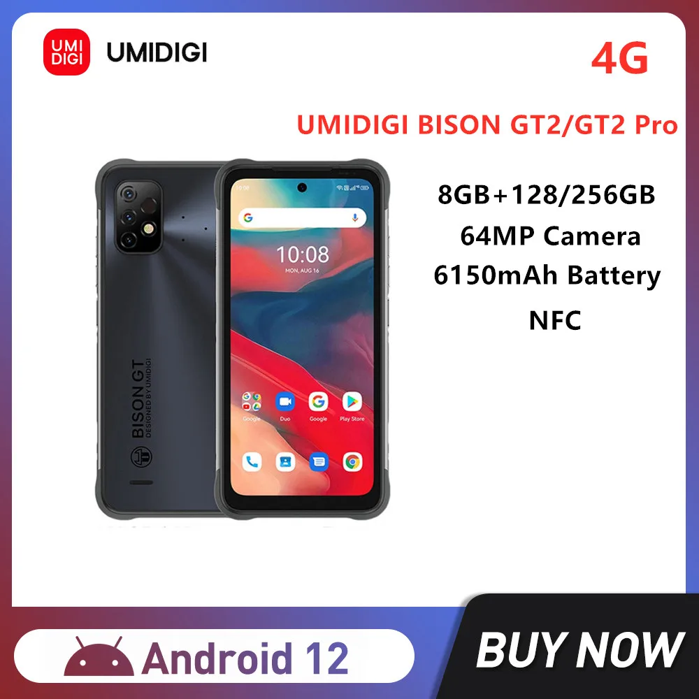 

UMIDIGI BISON GT2/GT2 Pro 4G Rugged Smartphones 8GB+128/256GB 6.5'' Android 12 Helio G95 Octa Core 64MP Camera NFC 6150mAh Phone