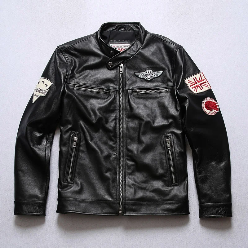 

AFF-11 RockCanRoll Super Quality Coat Genuine Cow Leather Cowhide Stylish Durable Vintage Jacket