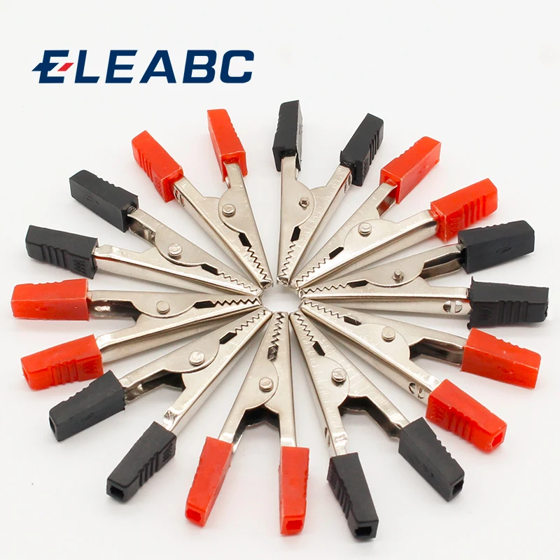 

10Pcs 5cm Red + Black NEW Electrical Tool Alligator Clips Battery Clip Crocodile Car Caravan Van Battery Test Lead Clips 50mm