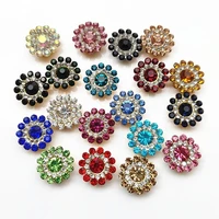 10 pcs flower shaped rhinestone buttons clothes hat decoration diy sparkling crystal glass stone steel bottom sewing accessories