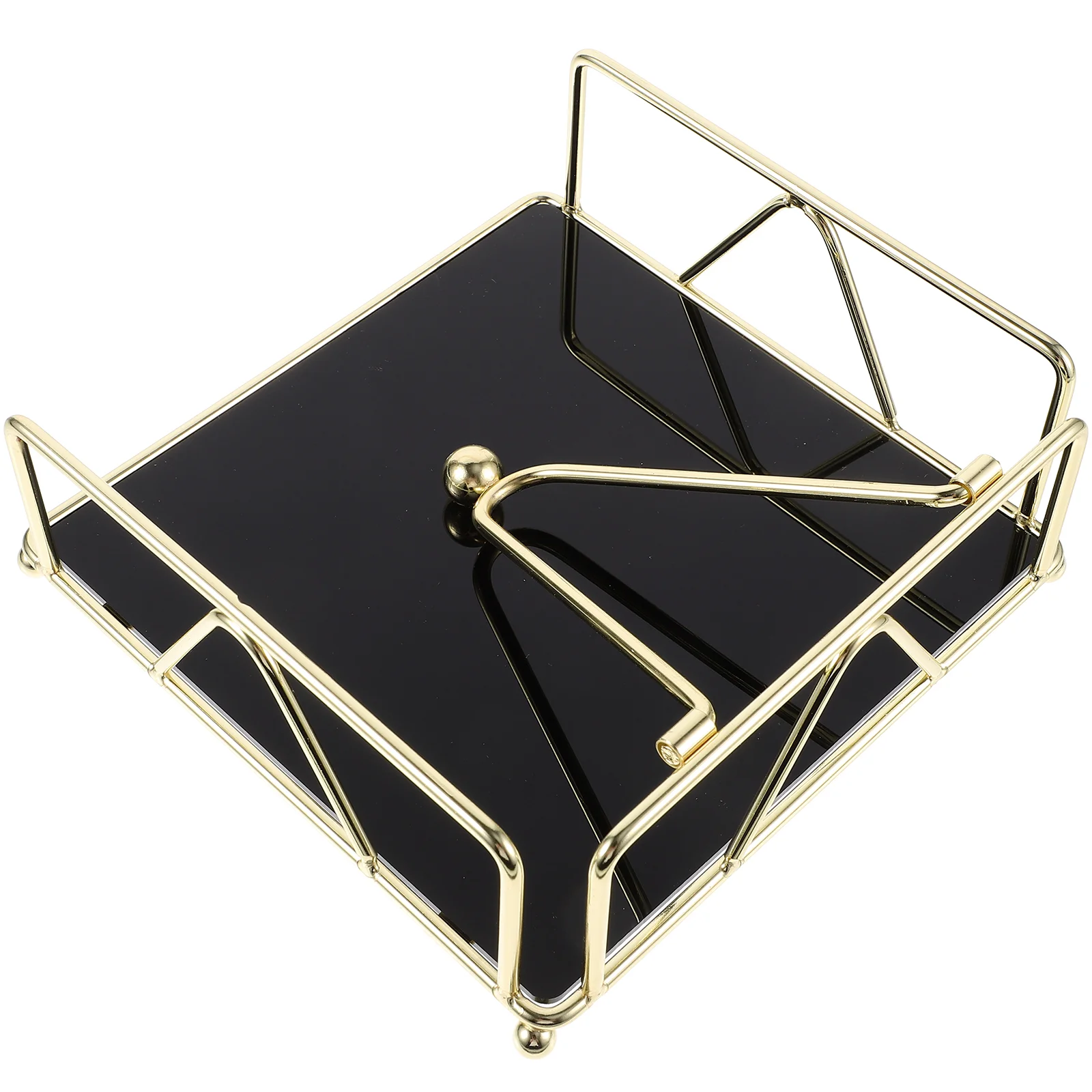 

Gold Paper Towel Holder Organizer Square Napkin Dining Table Tissue Dispenser Standing Iron Cocktail Tabletop Holders