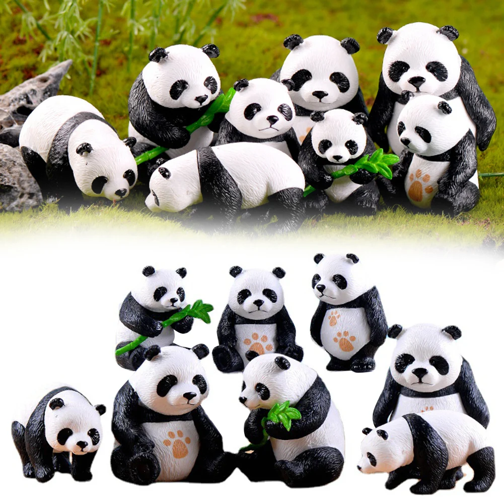 

8Pcs Cute Panda Toy Figurines Micro Landscape Fairy Garden Miniature Decor Ornament Fairy Pandas Animals Dollhouse Models