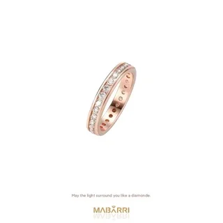 

MABARRI Rose Gold Plated Tennis Cubic Zircon Stone Finger Rings Engagement Jewelry Lightweight Hypoallergenic Gemstone Hoops