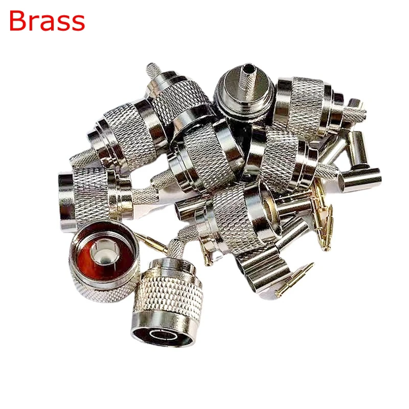 10Pcs/lot RG58 N Type L16 Male Female Connector Clamp for RG58 RG142 RG400 LMR195 Coaxial Cable Brass Nickel Plated Copper RF