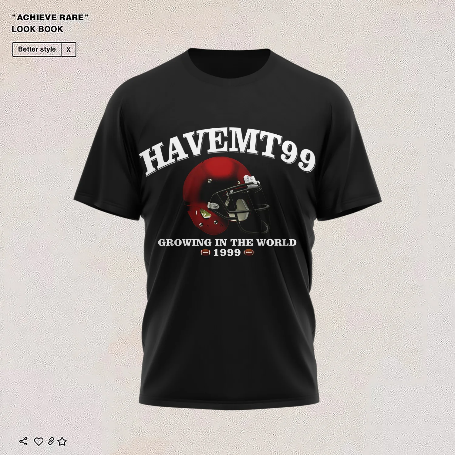 

Tide brand street letter printing sports T-shirt men's summer loose design cartoon helmet t-shirt top