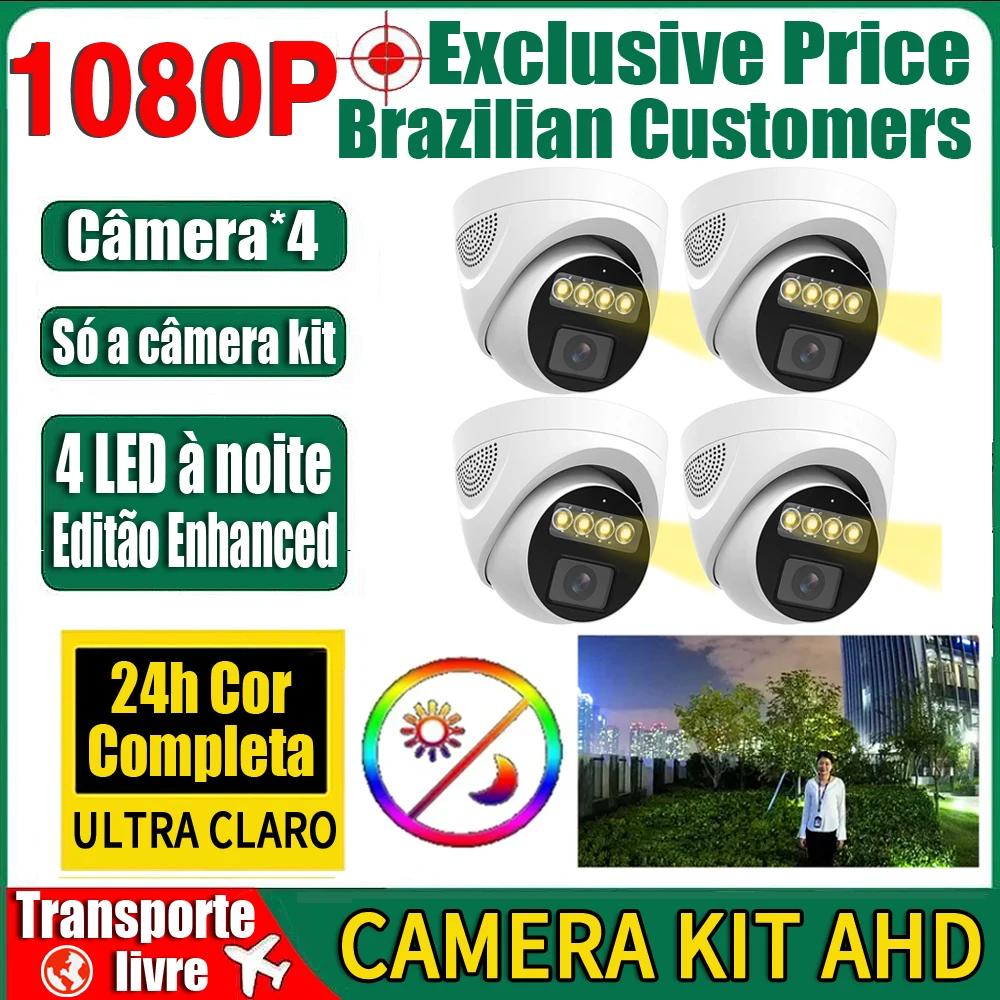 

2MP 4CH 24H Full Color Night Vision CCTV AHD Dome Camera KIT 1080P Indoor HD 4Led Luminous Home Monitor Security System Set Suit