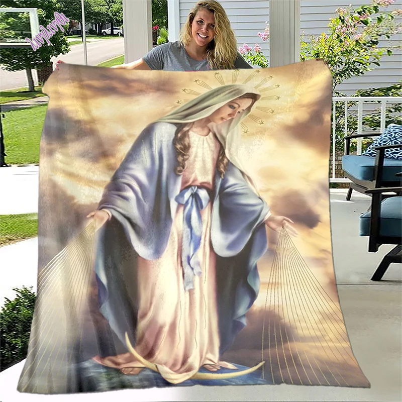 

Jesus Virgin Mary Statue of Liberty Soft Throw Blanket Bedding Flannel Living Room/Bedroom Warm Blanket Noon Break Picnic Cover