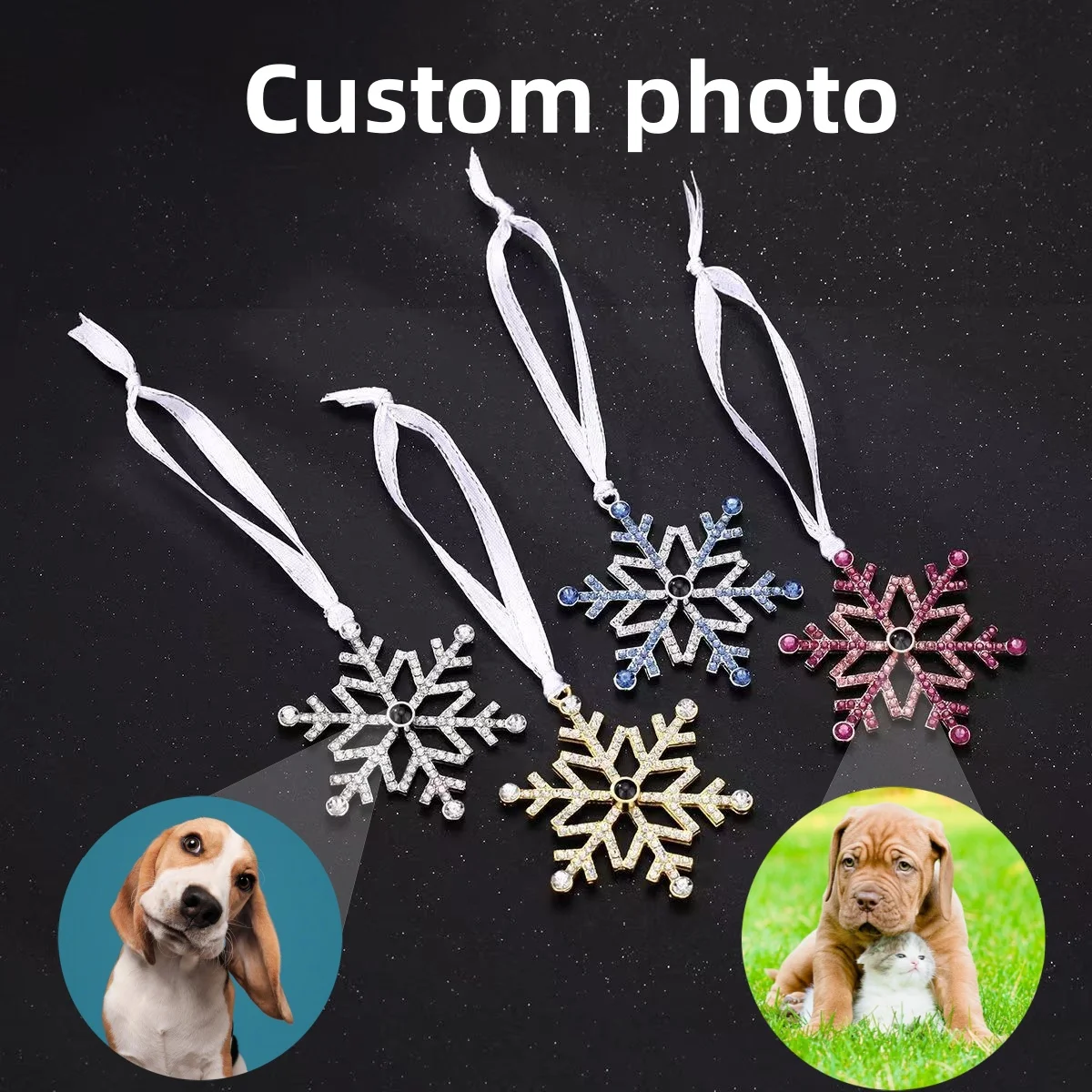 Проекционный кулон в виде снежинки подвеска с фотографией на заказ