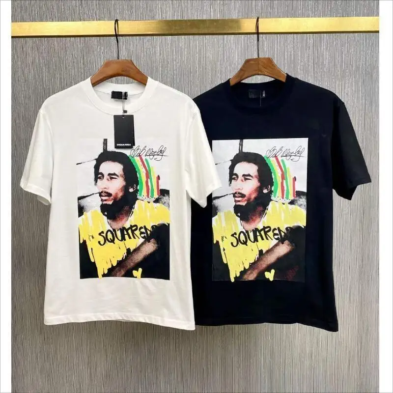 

2023 New Men's Oversized T Shirt Bob Marley Print Stylish Cotton Summer Top T Shirts Couple Outfit D2846#