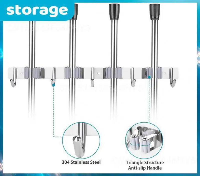 

Прямая поставка, настенный органайзер для швабры, держатель, вешалка для щетки, метлы, стеллаж для хранения в доме, крючки на присоске для ванной, быстрая доставка