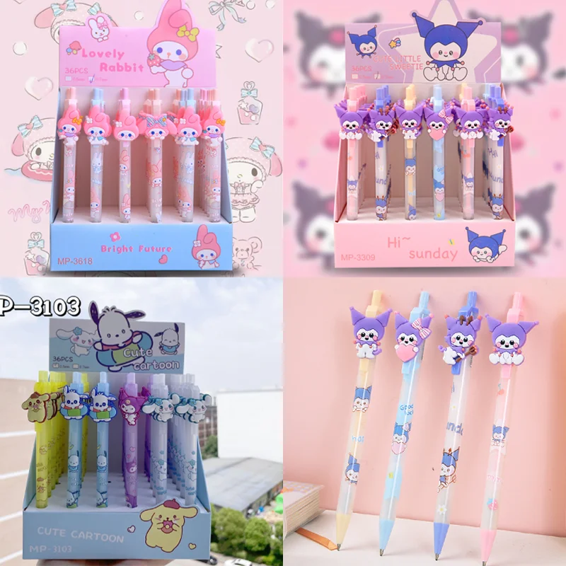 

Sanrio kawaii 36pcs mechanical pencil cartoon melody kuromi students cute pencil black study office stationery writing supplies