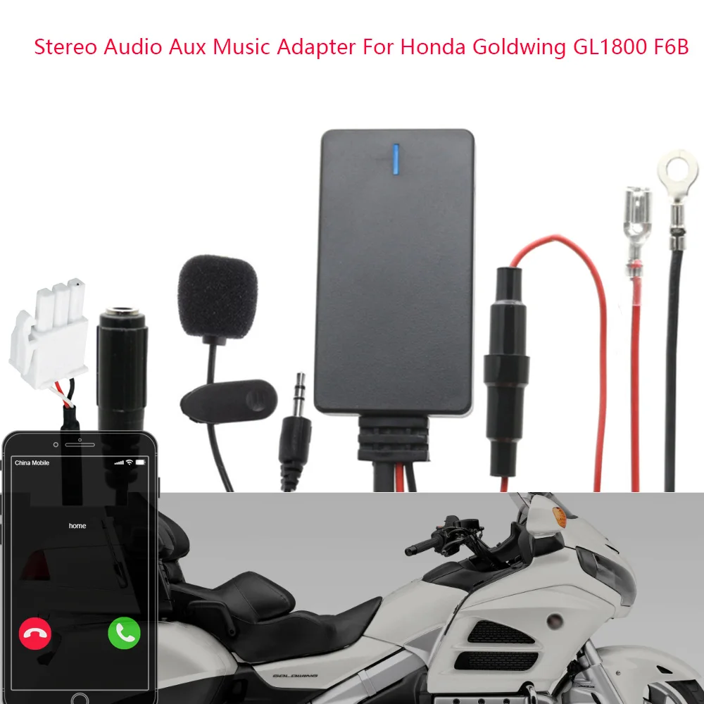 

Stereo Audio Aux Music Adapter Car Bluetooth 5.0 Radio Cable Microphone Handsfree For Honda Goldwing GL1800 F6B Accessories