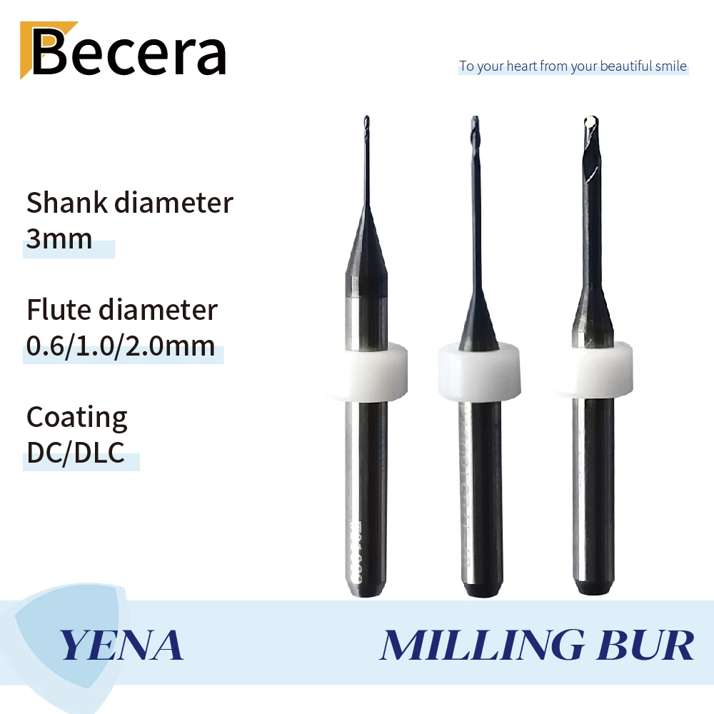 

Dental Milling Burs Diamond Coating DLC For Zirconia PMMA PEEK Drills Compatible With Yenadent CAD CAM System