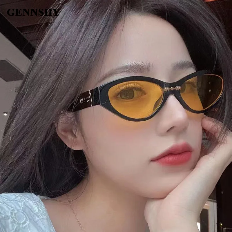 Солнцезащитные очки кошачий глаз для мужчин и женщин небольшие прозрачные