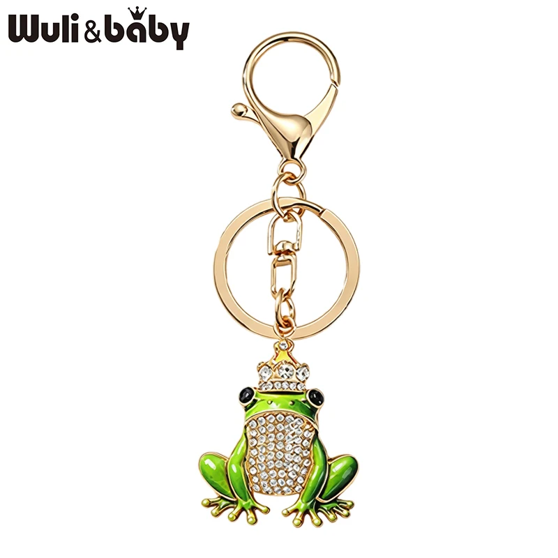 Фото Брелок Wuli&baby Lovely Crown Frog для женщин, унисекс, 5 цветов, с кристаллами, в виде животного, модный подарок №2