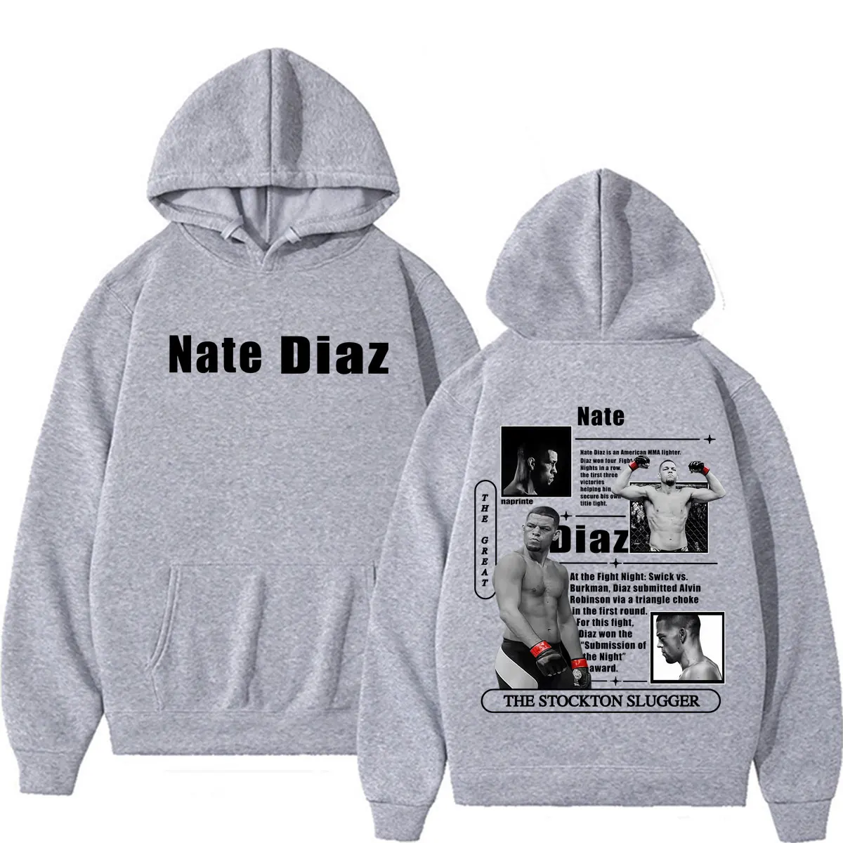 Фото Свитшоты Nate Diaz The Stockton Slugger для фанатов: модные, эстетичные, повседневные флисовые худи оверсайз для мужчин и женщин №4