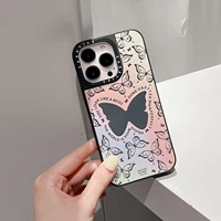 ins fashion gradient color butterfly mirror phone cases for iphone 13 12 11 pro max xr xs max x lady girl anti drop soft shell