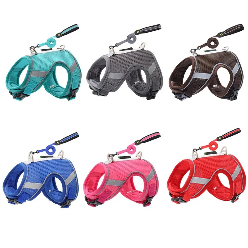 

Воздухопроницаемая шлейка и поводок для кошек, светоотражающая жилетка с защитой от ударов, для котят, щенков, собак, регулируемая, легкое у...