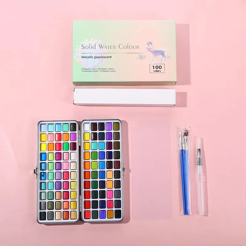 50/72/90/100 цветов в комплекте однотонные блестящие акварельные пигменты для