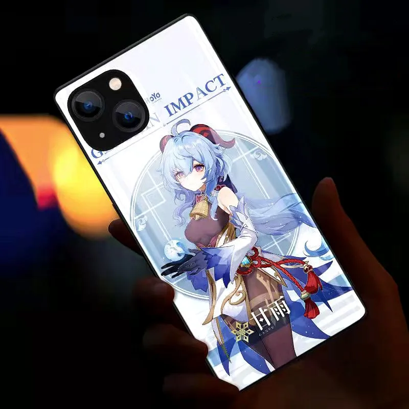 Светящийся стеклянный чехол со светодиодной вспышкой для iphone 13 12 11 Pro Max 6 7 8 Plus X Xs Xr