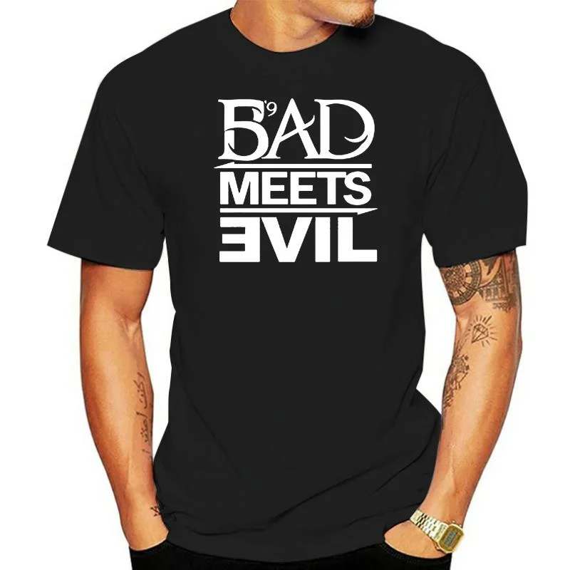 

Camiseta negra para hombre, prenda de vestir, con logo de Rap, Hip Hop, EMINEM Bad meet Evil, nueva, talla S a 3XL