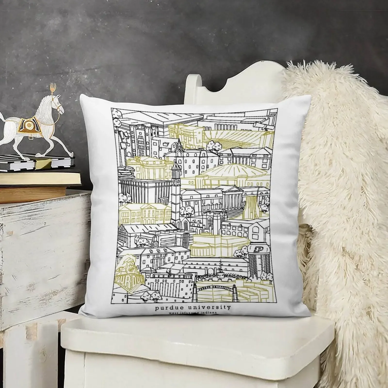 Purdue University Campus Artwork декоративная подушка диванные подушки чехол наволочка чехлы