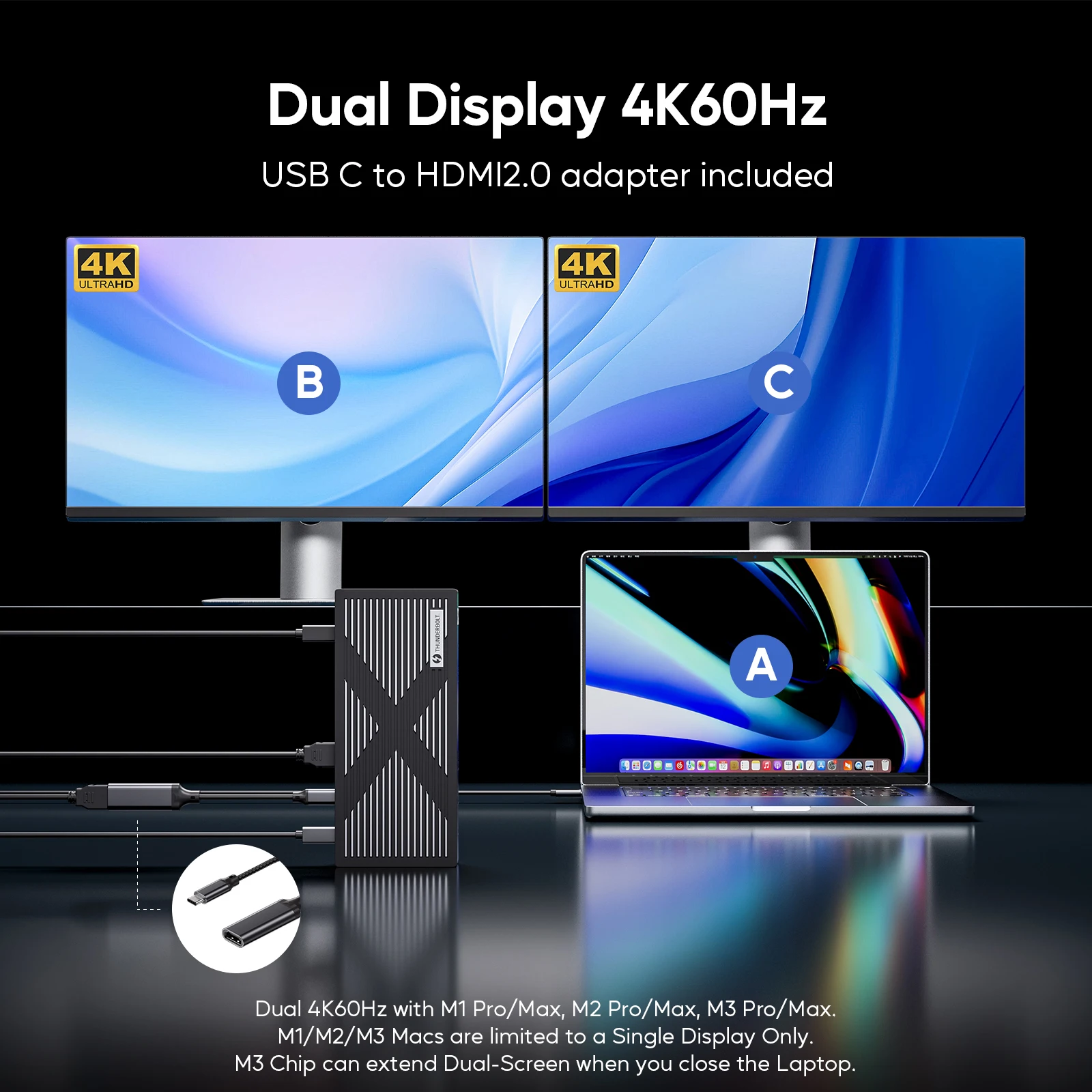 PULWTOP Docking Station Thunderbolt 4