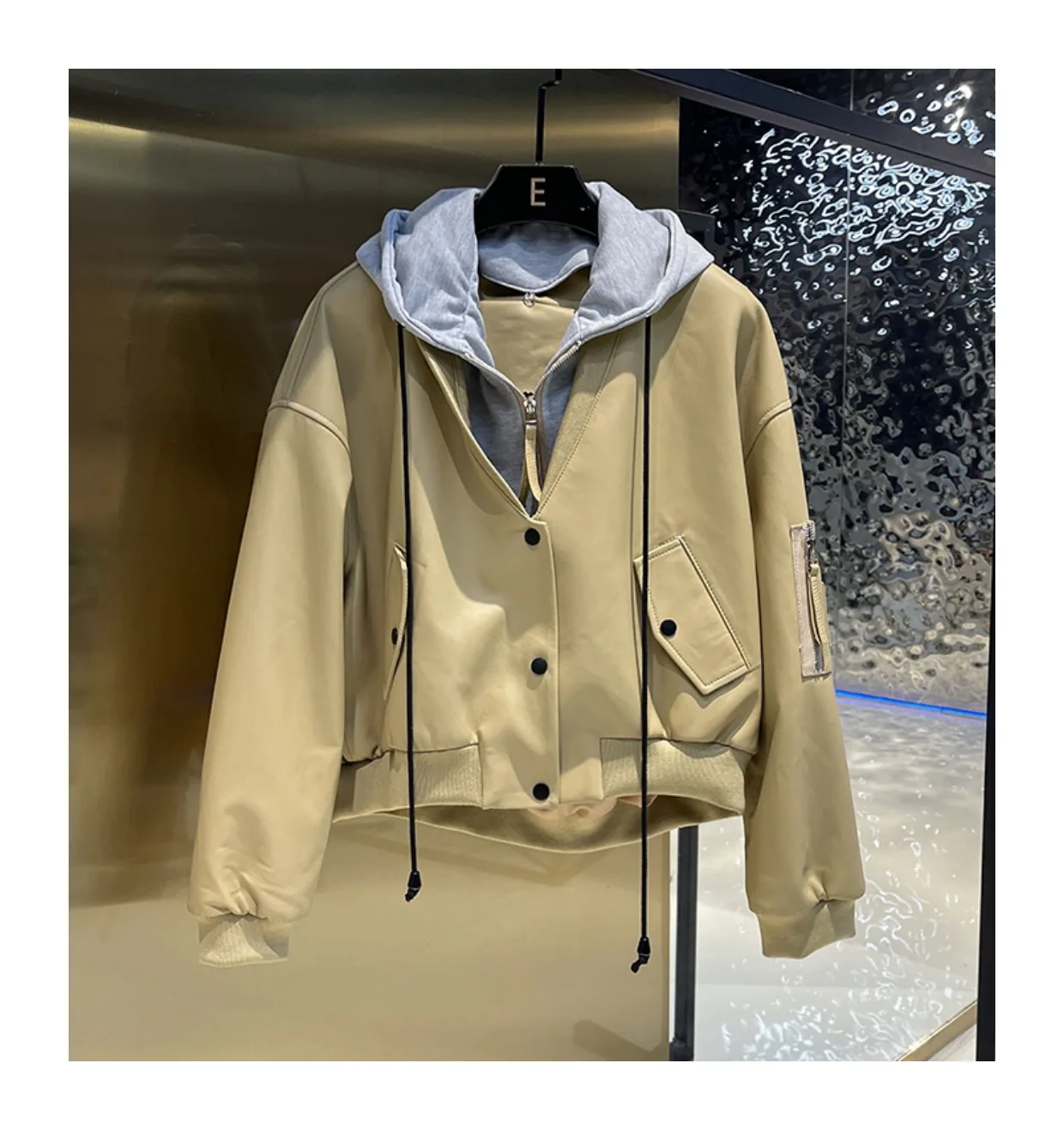 2023 Spring Autumn Chic Women's High Quality Sheepskin Genuine Leather Hooded Jackets B432