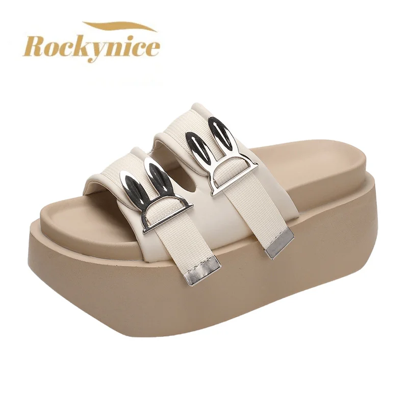 High Platform Sandals Women Summer 8CM Thick Bottom Wedge Heels Slippers Woman Fashion Chunky Beach Flip Flops Sandalias Mujer