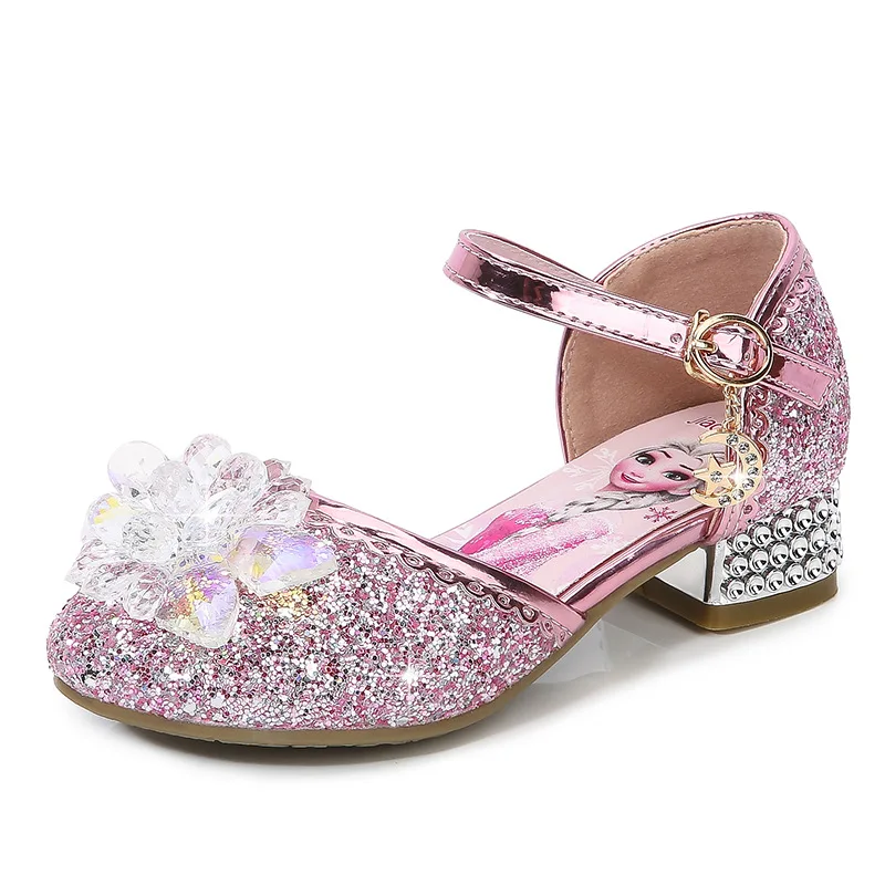 

Disney Girls Sandals Rhinestone Butterfly Latin Dance Kids Slippers Children Princess Shoes Glitter Leather Party Dress Wedding
