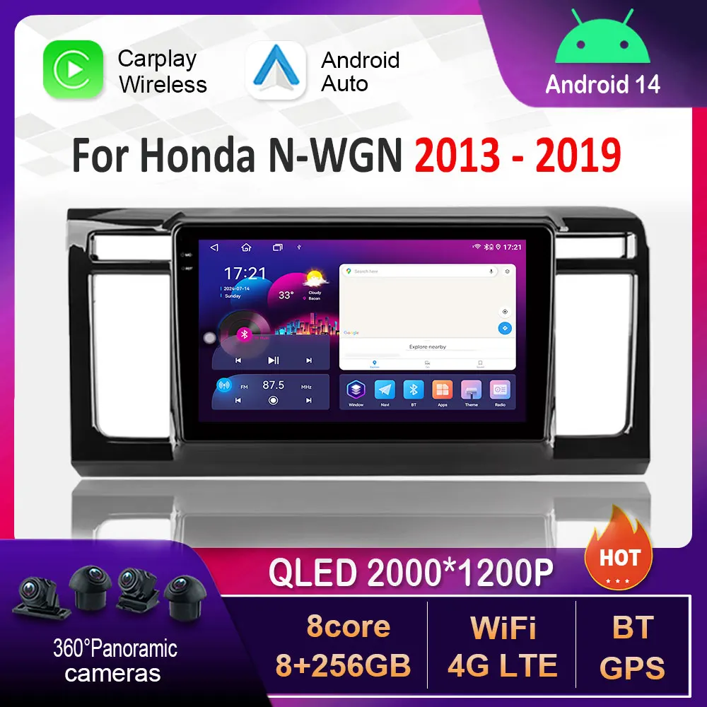 Для Honda N-WGN 2013-2019 Автомобильный радиоприемник Мультимедийный плеер Android 14