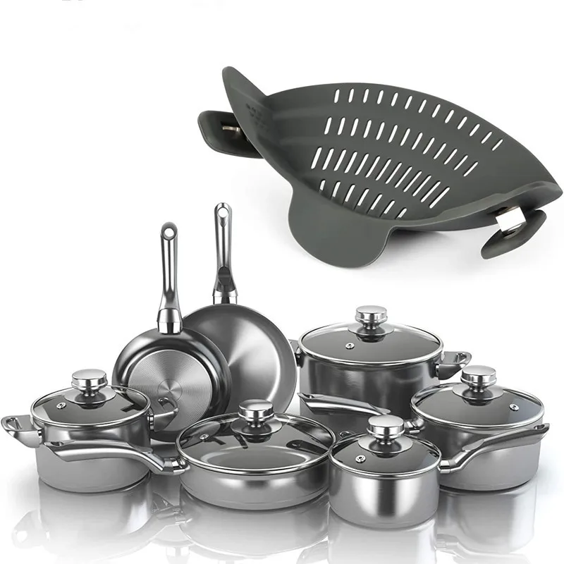 

Silicone Kitchen Strainer Clip Pan Drain Rack Bowl Funnel Rice Pasta Vegetable Washing Colander Draining Excess Liquid Univers
