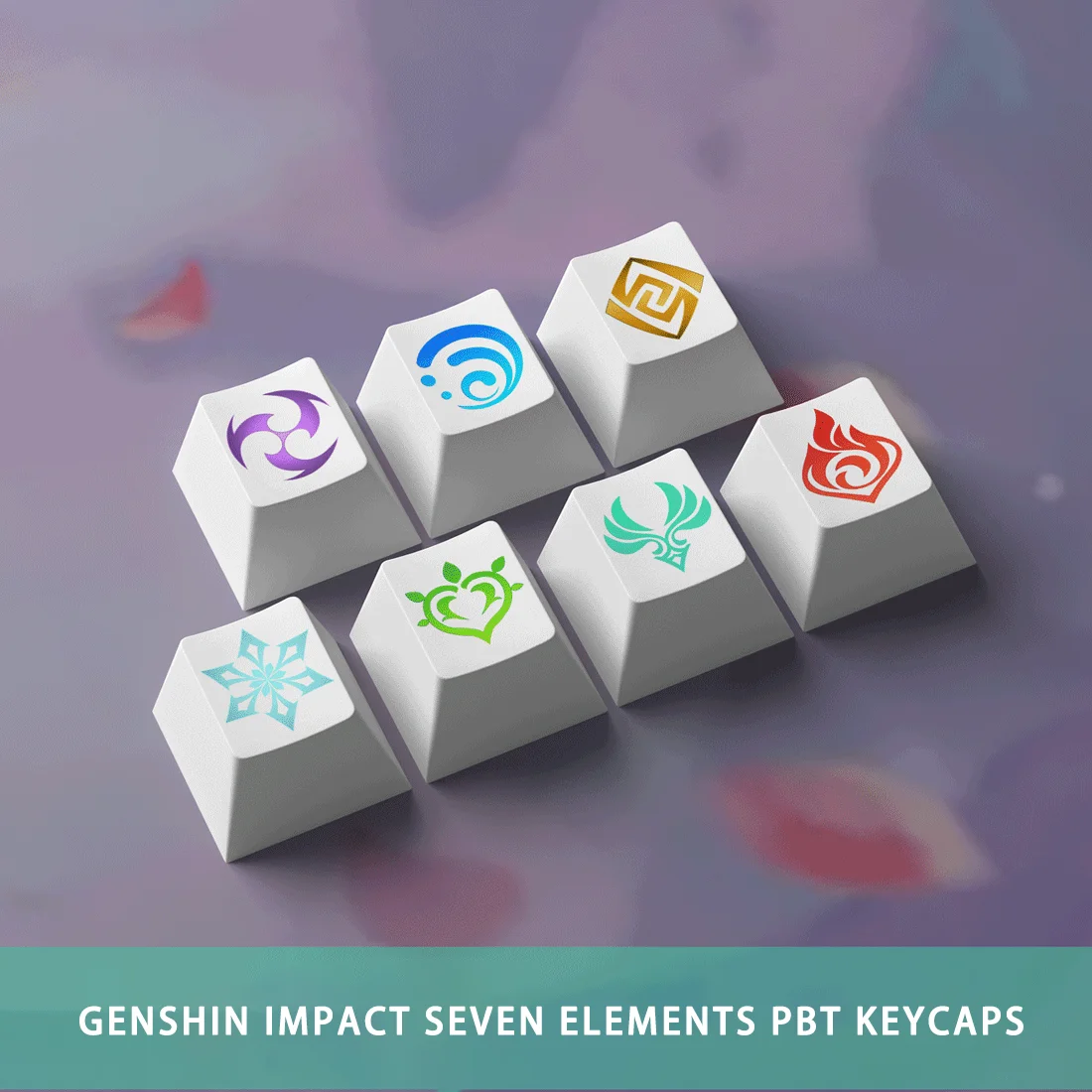 

Игровые колпачки для клавиатуры Genshin Impact Seven Elements PBT, колпачки для клавиш R4 высота для механической клавиатуры Cherry MX