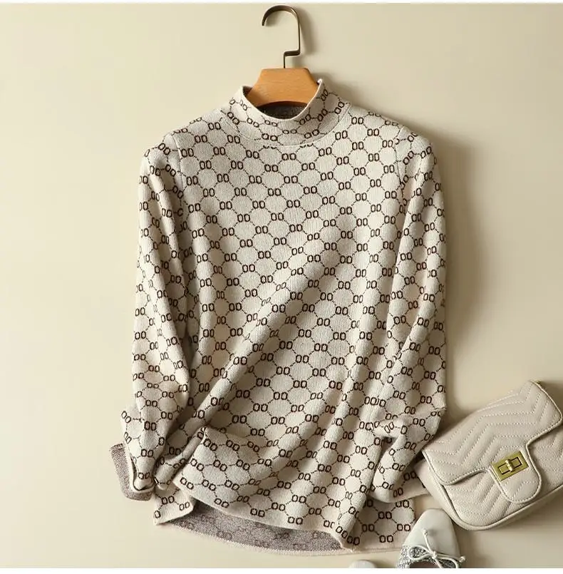 

Women's Autumn Winter Warm Turtleneck Longs Leeve T Shirt Lady Stretchable Slim Letters Basic T-shirt Vintage Tee Top