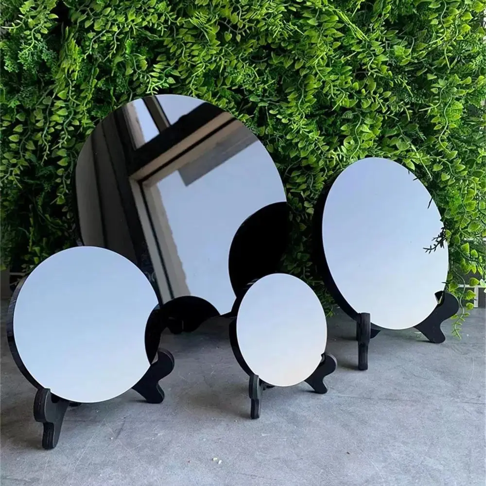 

Natural Black Obsidian Mirror Quartz Crystal Mirror Fengshui Plate for Home Decoration Witchcraft mirror Room Decor With Shelf