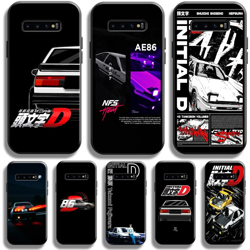 

Initial D Phone Case For Samsung Galaxy S10 S10 Plus S10 Lite S10E Samsung S10 5G Black Back Funda Carcasa Liquid Silicon