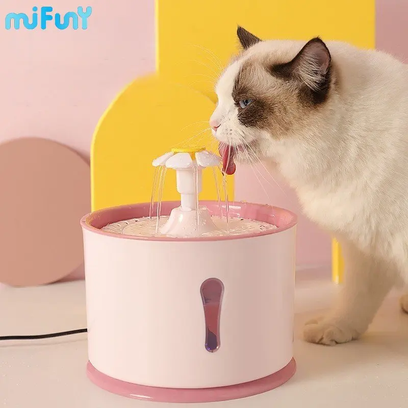 

Mifuny 2.4L Cat Automatic Feeders USB Chargeable Pet Drinking Water Dispenser Water Filters LED Container Cat Fountain Low Noise