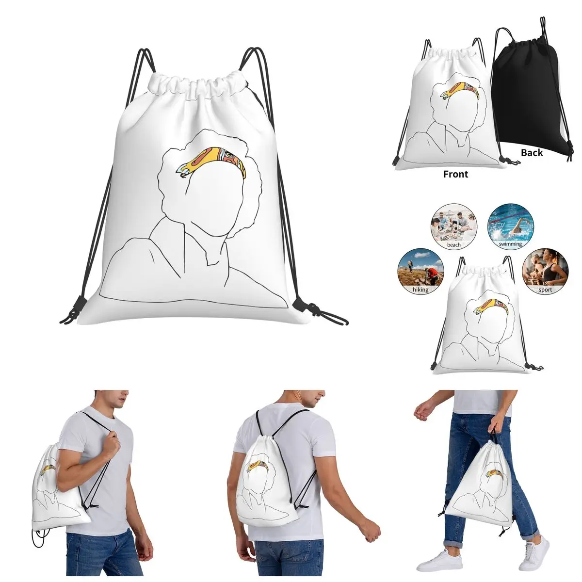 

Jimi And Hendrix Drawstring Bags Gym Bag Graphic Backpack Funny Novelty R249 Knapsack