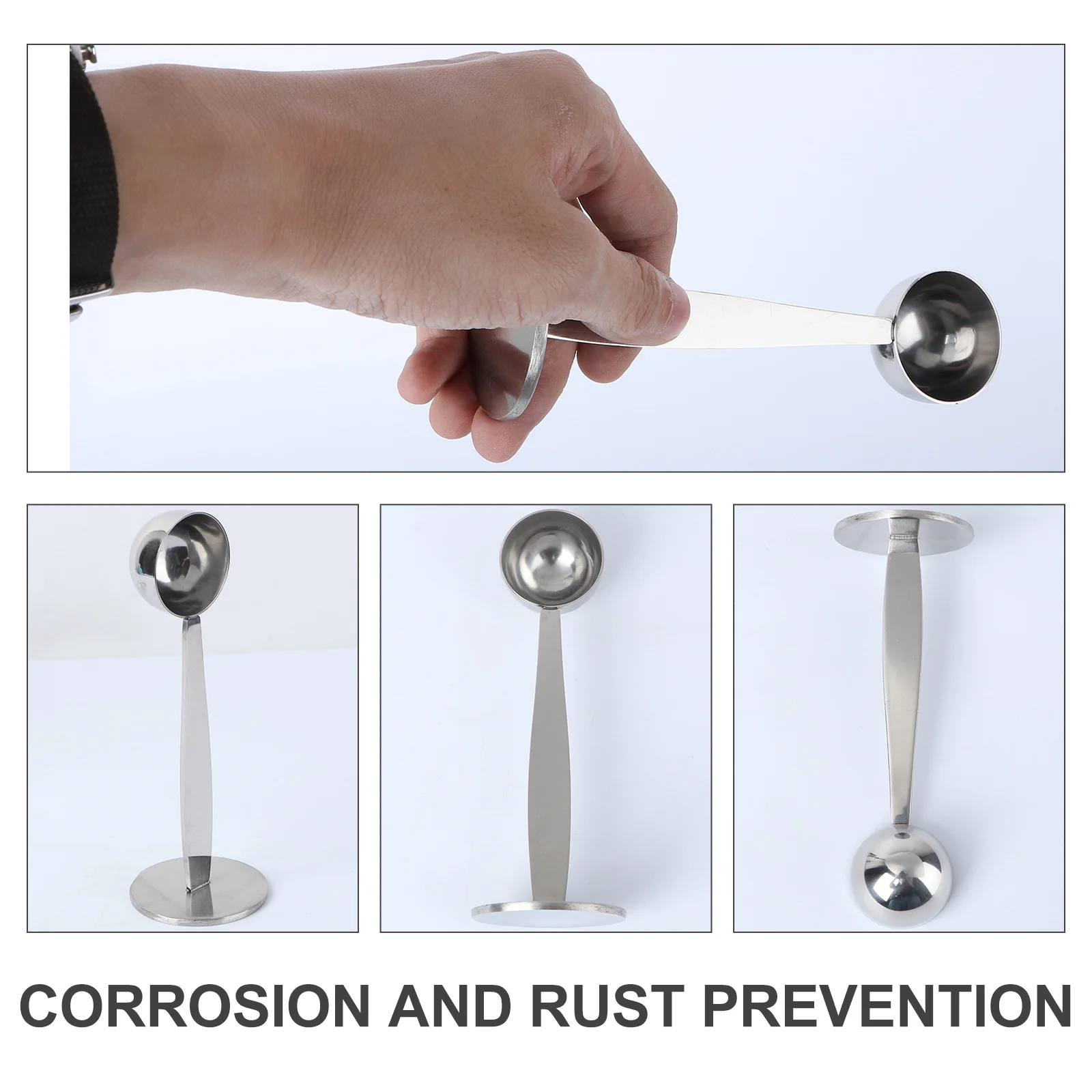 Темпер для кофейных зерен с ложкой Половник 2-в-1 серебристый нержавеющая сталь