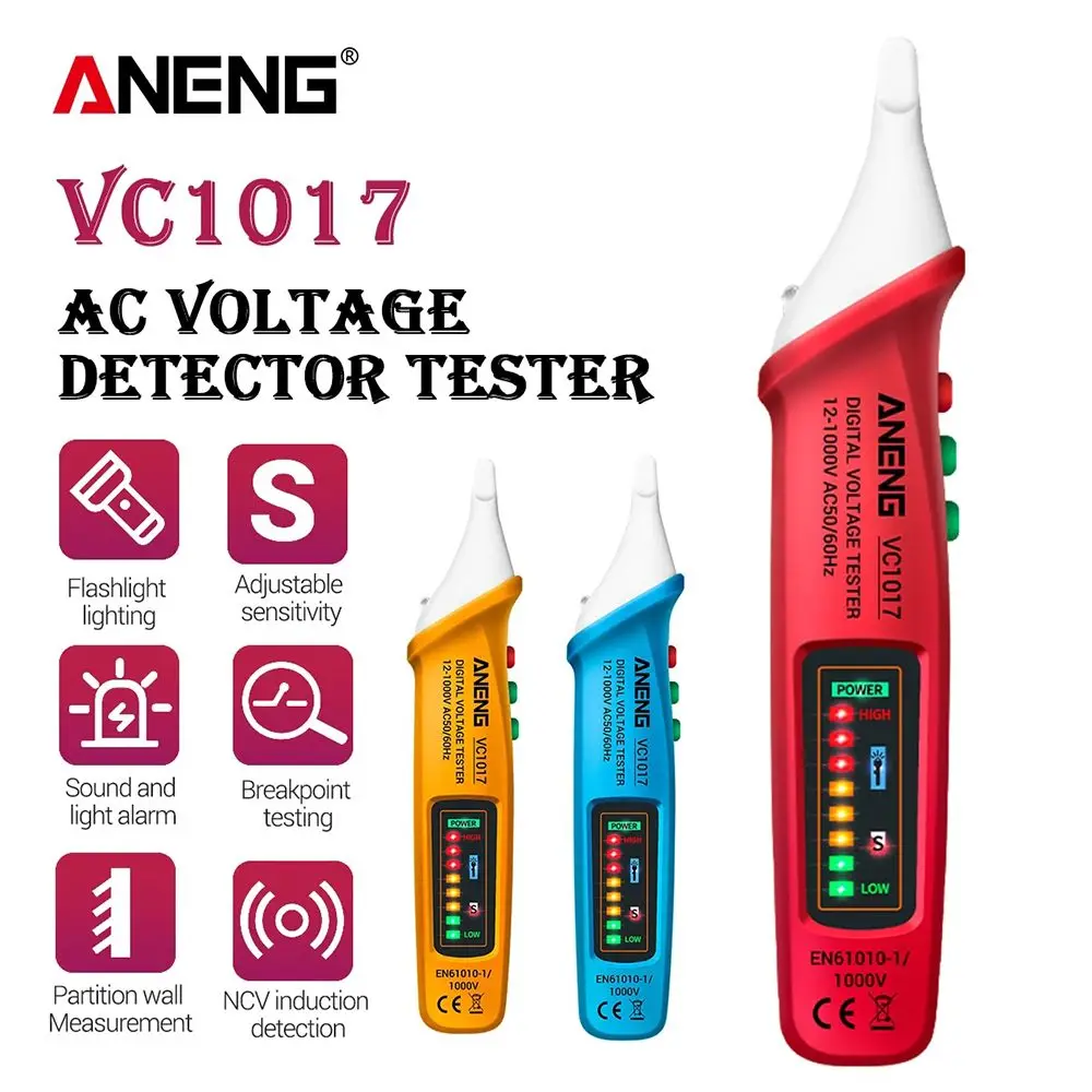 

ANENG VC1017 AC Voltage Detector Tester Meter 12V-1000v Non-contact Pen Style Electric Indicator LED Voltage Meter Vape Pen