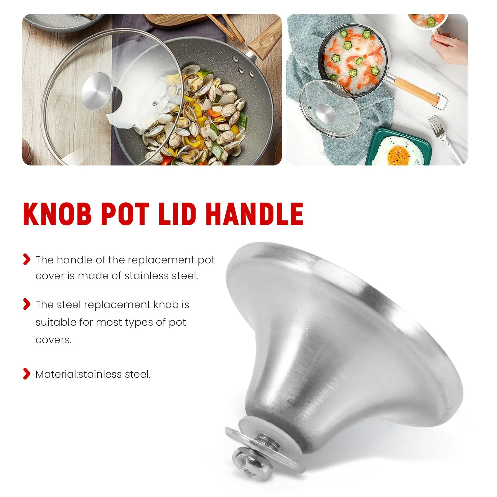 4 комплекта ручка для крышки кастрюли из нержавеющей стали