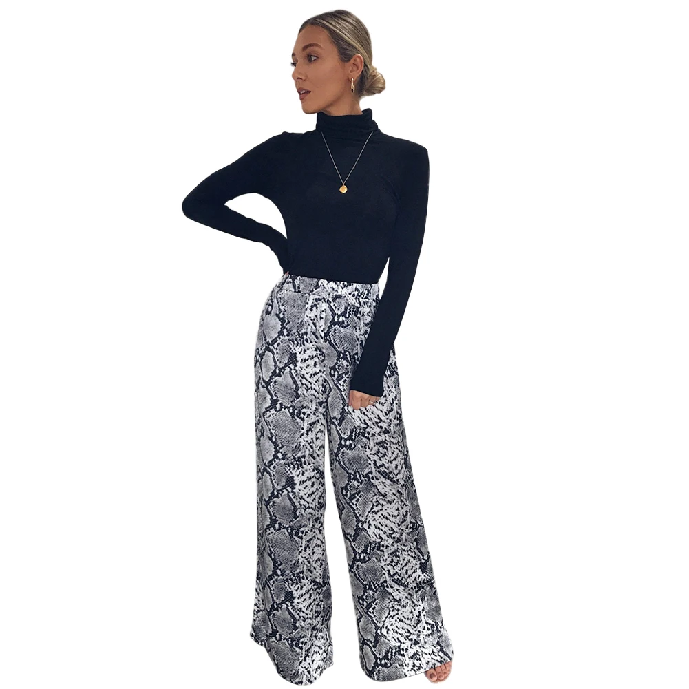 

Women Basic Casual Loose Trousers Delicate Exquisite Soft Comfortable Feel Spring Retro Print Middle Waist Wide Leg Pants