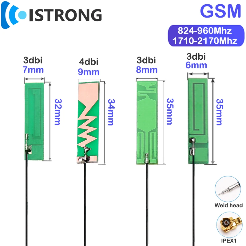 

2pcs GSM PCB Antenna 3dbi RG1.13 Cable Length 12cm Built-in Patch Antenna IPEX Weld Head for GSM868 GPRS 3G LTE 4G NB-iot Module